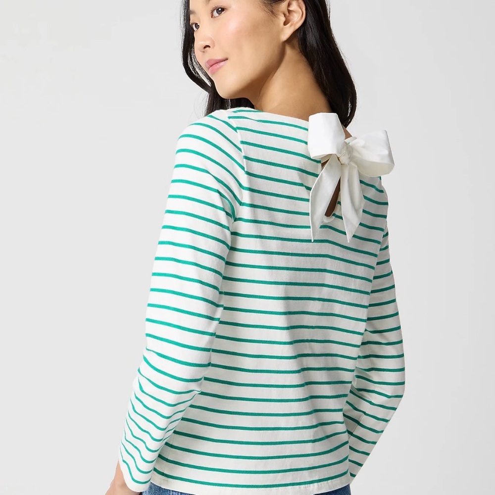 J Crew Factory 3X Striped bow-back Top